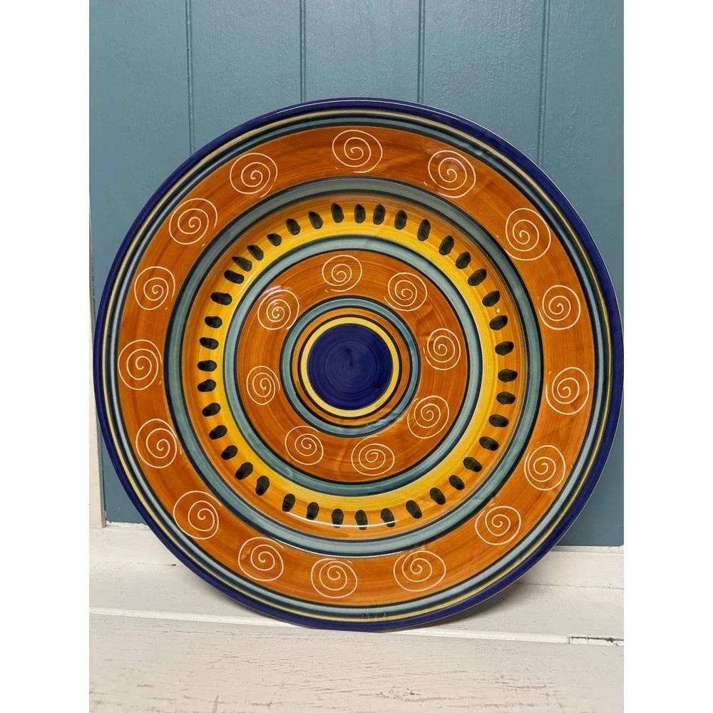 Pier 1 Italian Swirl Handpainted Earthenware Charger Plate 13
